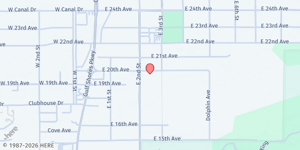 Map showing Christian Service Center at 317 Dolphin Ave., Gulf Shores, AL