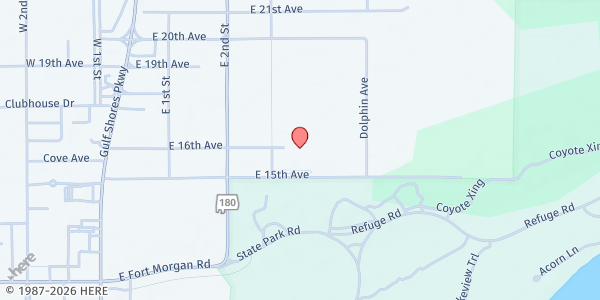 Map showing Gulf Shores Elementary School at 1600 E 3rd St, Gulf Shores, AL