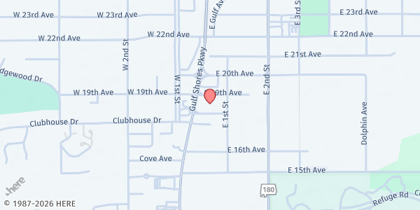 Map showing Gulf Shores Methodist Church at 1900 Gulf Shores Pkwy., Gulf Shores, AL