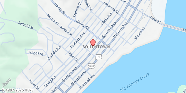 Map showing Real Church at 1910 Gunter Ave., Guntersville, AL