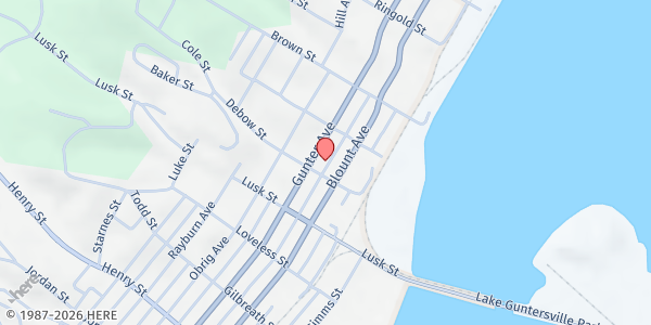 Map showing St. Vincent De Paul - Guntersville at 929 Gunter Ave., Guntersville, AL