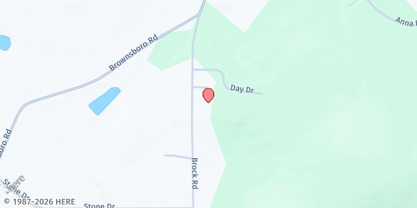 Map showing Little Flock Primitive Baptist Church at 599 Brock Rd., Gurley, AL