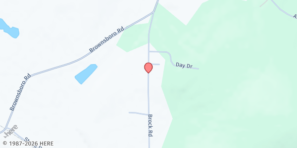 Map showing Little Flock Primitive Baptist Church at 599 Brock Road, Gurley, AL