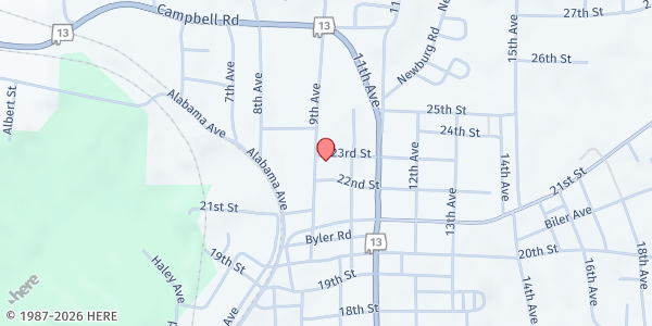 Map showing Haleyville Methodist Church at 2207 9th Ave., Haleyville, AL