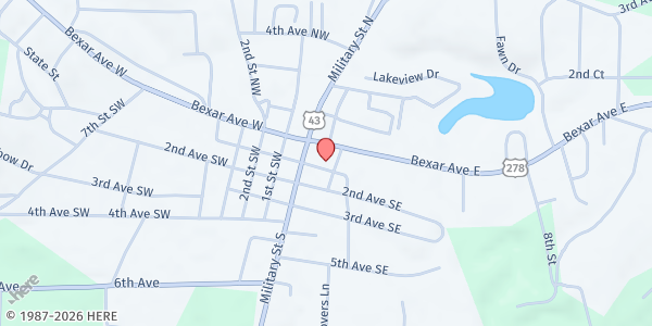 Map showing Community Pantry of Hamilton at 197 1st Ave. SE, Hamilton, AL