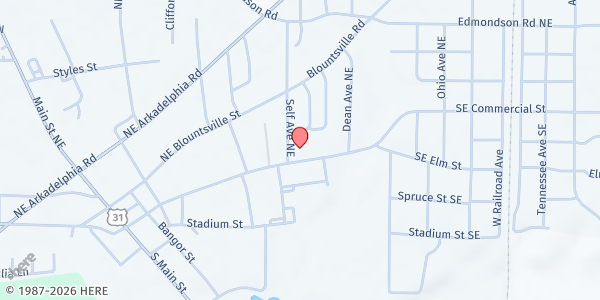 Map showing Hanceville First UMC at 704 Commercial St., Hanceville, AL