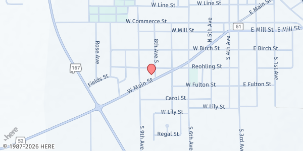 Map showing Jehovah New Covenant of Jesus at 600 W. Main St., Hartford, AL