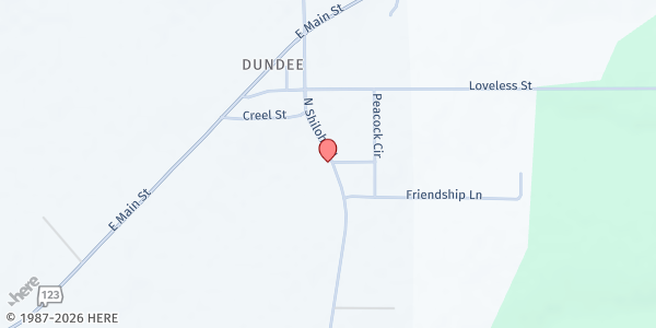 Map showing Shiloh Baptist Church at 873 N. Shiloh Rd., Hartford, AL