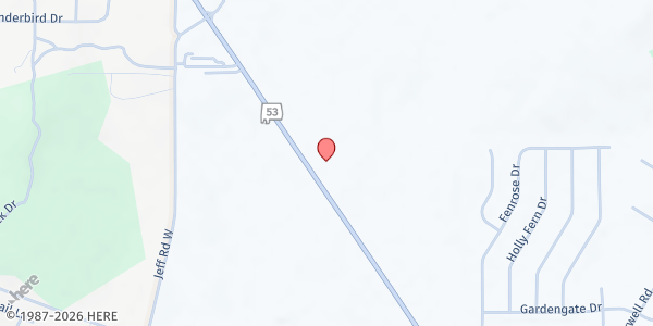 Map showing Refuge Market at 5700 AL-53, Harvest, AL