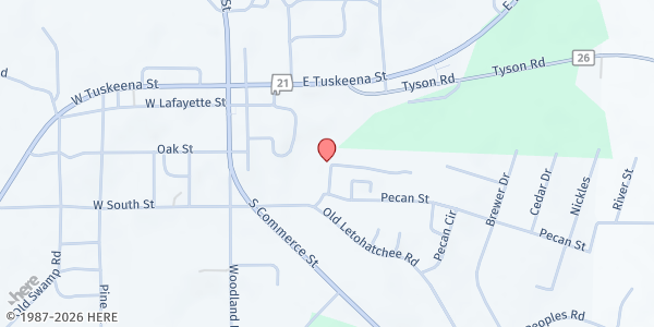 Map showing Jonathan's House of Prayer at 60 Curve Dr., Hayneville, AL