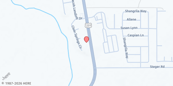 Map showing Oasis Christian Center at 12737 Highway 231 North, Hazel Green, AL