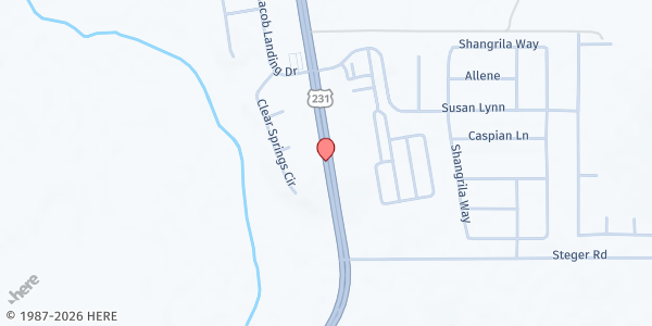 Map showing Oasis Church at 12737 AL-231, Hazel Green, AL