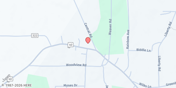 Map showing Henagar Baptist Church at 10240 AL-40, Henagar, AL