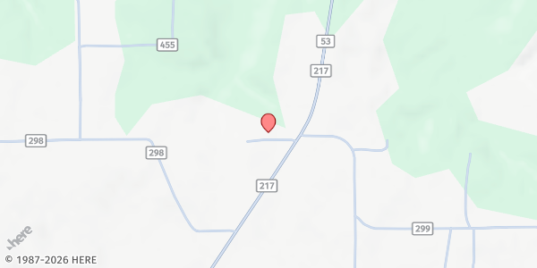 Map showing Community Church at 7341 Co Rd 217, Hillsboro, AL