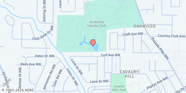 Map showing Huntsville First SDA Church at 1303 NW Evangel Dr., Huntsville, AL