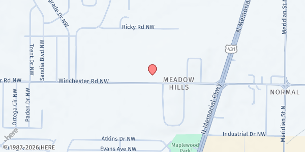 Map showing Life Family Worship Center at 2112 Winchester Rd. NW., Huntsville, AL