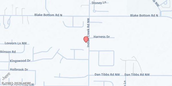Map showing Little Indian Creek Primitive Baptist Church at 884 Indian Creek Rd. NW., Huntsville, AL