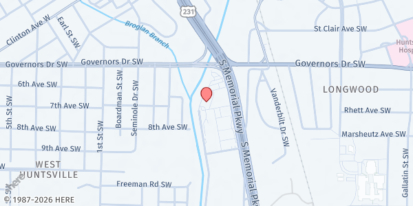 Map showing Manna House at 2110 Memorial Pkwy. SW, Huntsville, AL