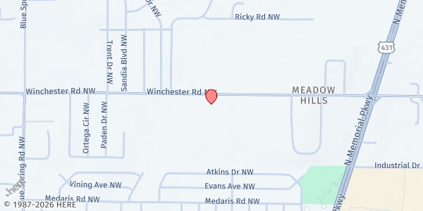 Map showing Morris Chapel at 2135 Winchester Rd. NW., Huntsville, AL