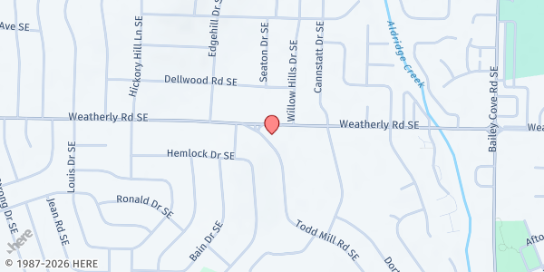 Map showing New Vision Apostolic Church at 920 Weatherly Road, Huntsville, AL