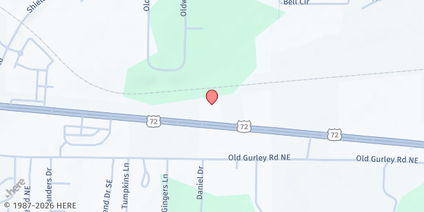 Map showing One In Christ Ministries at 2131 US-72, Huntsville, AL