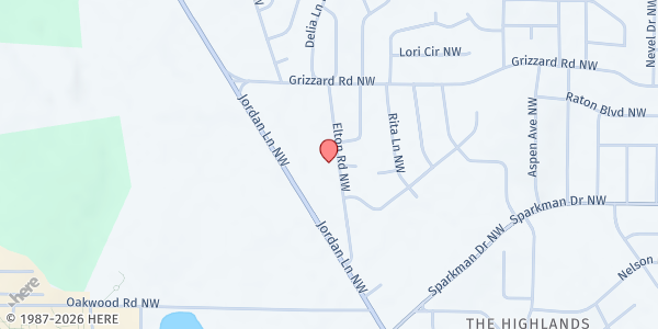 Map showing Owens Chapel Missionary Baptist Church at 2520 Elton Rd. NW, Huntsville, AL