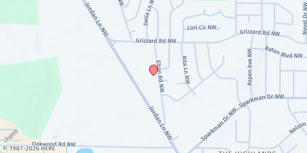 Map showing Owens Chapel Missionary Baptist Church at 2520 Elton Road, Huntsville, AL