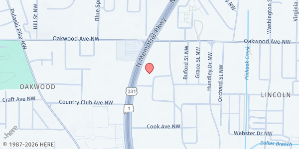 Map showing Rose of Sharon at 723 Arcadia Cir NW, Huntsville, AL