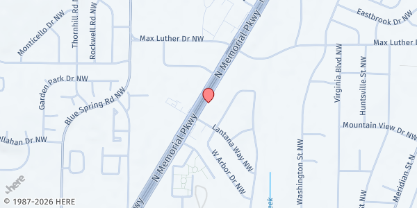 Map showing Rose of Sharon Soup Kitchen at 723 Arcadia Cir. NW., Huntsville, AL
