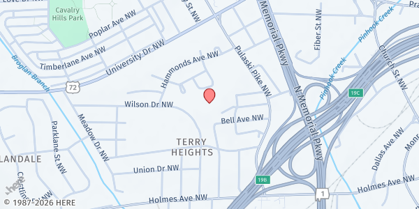 Map showing St. Joseph Catholic Church - St. Vincent de Paul at 2300 Beasley Avenue, Huntsville, AL