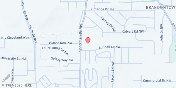 Map showing St. Luke Christian Church at 1800 Sparkman Dr. NW., Huntsville, AL