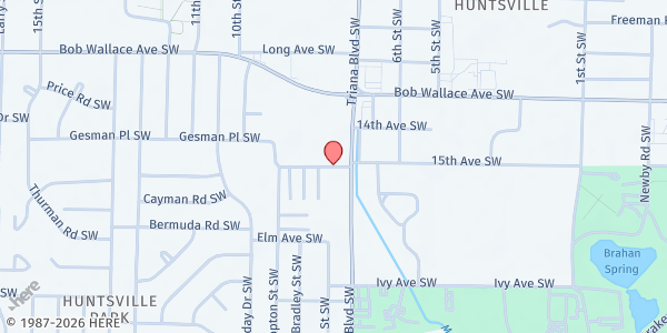 Map showing St. Paul United Methodist Church at 3250 Dunn St. SW., Huntsville, AL