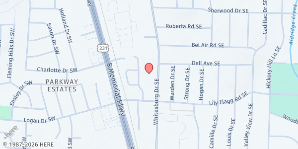 Map showing St. Stephen's Episcopal Church - Rice & Beans Pantry at 8020 Whitesburg Dr., Huntsville, AL