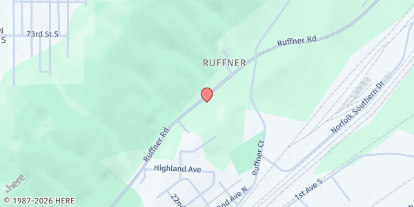 Map showing Iglesia Agape at 557 Ruffner Rd., Irondale, AL
