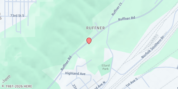 Map showing Iglesia Agape Senior Grocery Program at 557 Ruffner Rd., Irondale, AL