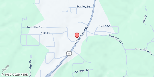 Map showing Catholic Social Services of Clarke County - Jackson at 1206 College Ave., Jackson, AL