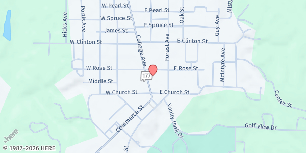 Map showing First United Methodist Church at 146 College Ave., Jackson, AL