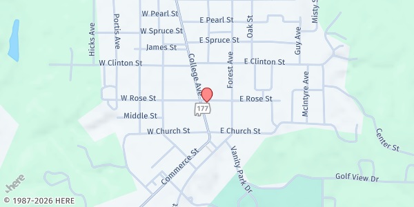Map showing First United Methodist Church at 146 College Ave., Jackson, AL