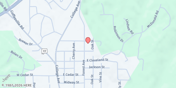 Map showing Forest Avenue Baptist Church at 1120 Forest Ave., Jackson, AL