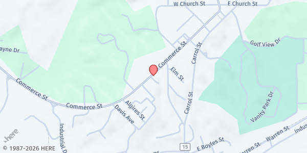 Map showing Open Arms Community Outreach & Pantry at 633 Commerce St., Jackson, AL