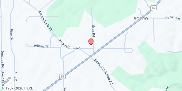 Map showing Boldo Community Christian Church at 55 Gray Rd., Jasper, AL