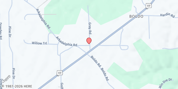 Map showing Boldo Community Christian Church at 55 Gray Road, Jasper, AL