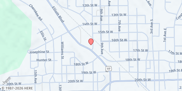 Map showing Hope House Church at 1602 10th Ave., Jasper, AL