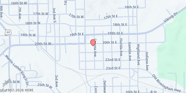 Map showing The Salvation Army - Walker County at 207 20th St. E., Jasper, AL