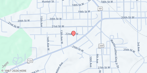 Map showing Westside Baptist Church at 1101 22nd St. W., Jasper, AL