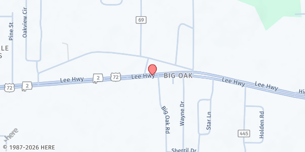 Map showing Center Star Methodist Church at 6293 US-72, Killen, AL