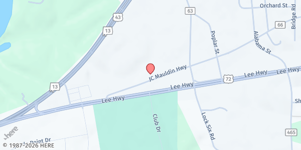 Map showing Killen Methodist Church at 201 J C Mauldin Hwy., Killen, AL