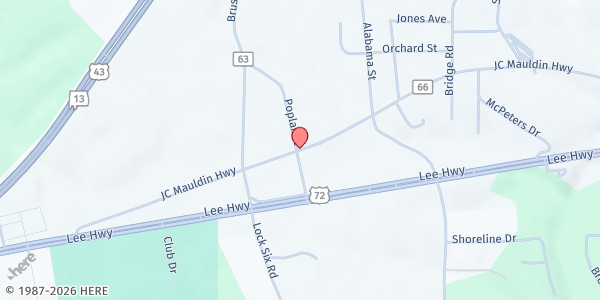 Map showing Killen United Methodist Church at 201 J. C. Mauldin Hwy, Killen, AL