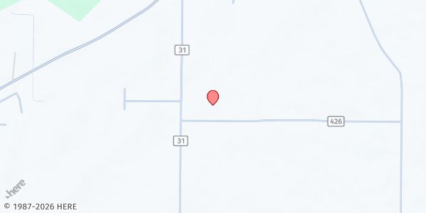 Map showing Word Fellowship/Without Walls Ministries at 101 Co. Rd. 426, Killen, AL