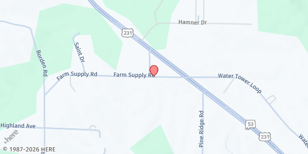 Map showing Share House at 643 Farm Supply Rd., Laceys Spring, AL